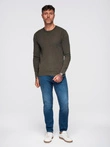 Classic men's sweater with round neckline - black V2 OM-SWBS-0106