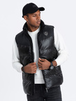 Men's quilted sleeveless glossy - black V1 OM-JAVJ-0113
