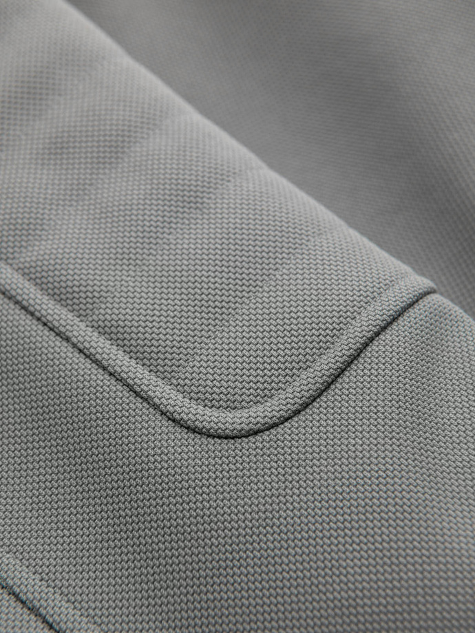 Men's biker jacket with pockets and collar - grey V3 OM-JALP-0157