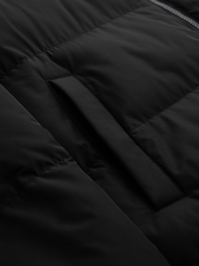 Men's classic long hooded jacket - black V1 OM-JALJ-0269