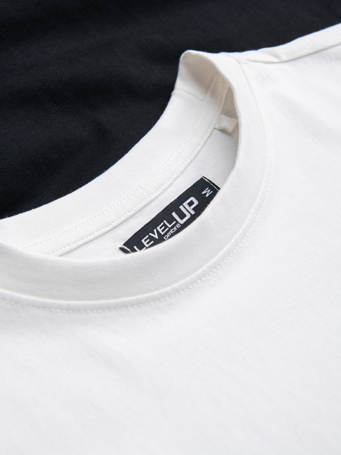 Tricou bărbătesc din bumbac cu logo tricolor - negru și maro V3 S1747