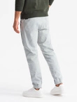 Men's knit joggers with pleats - light grey V3 OM-PAJO-0202