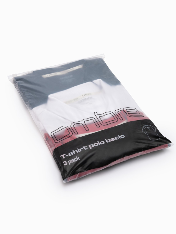 Pánská bavlněná polokošile BASIC - tmavě modrá/bílá/červená V3 OM-POBS-0133