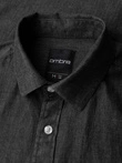 Men's denim shirt with embroidered pocket - black V2 OM-SHDS-0181