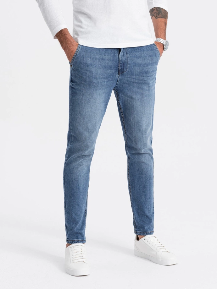 Pantaloni din denim pentru bărbați CARROT FIT - albastru V1 OM-PADP-0117