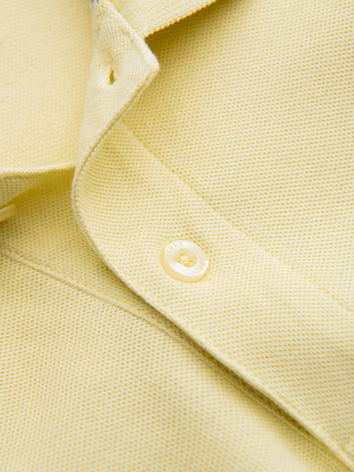 BASIC men's single color pique knit polo shirt - yellow V15 OM-POBS-0100