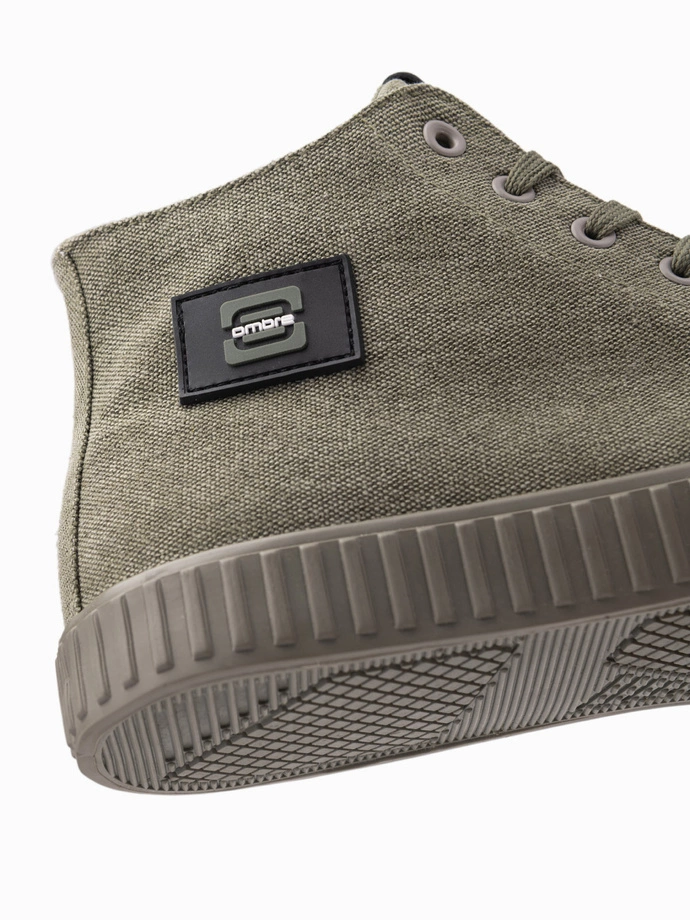 Adidași de top din pânză pentru bărbați - olive V2 OM-FOTH-0186