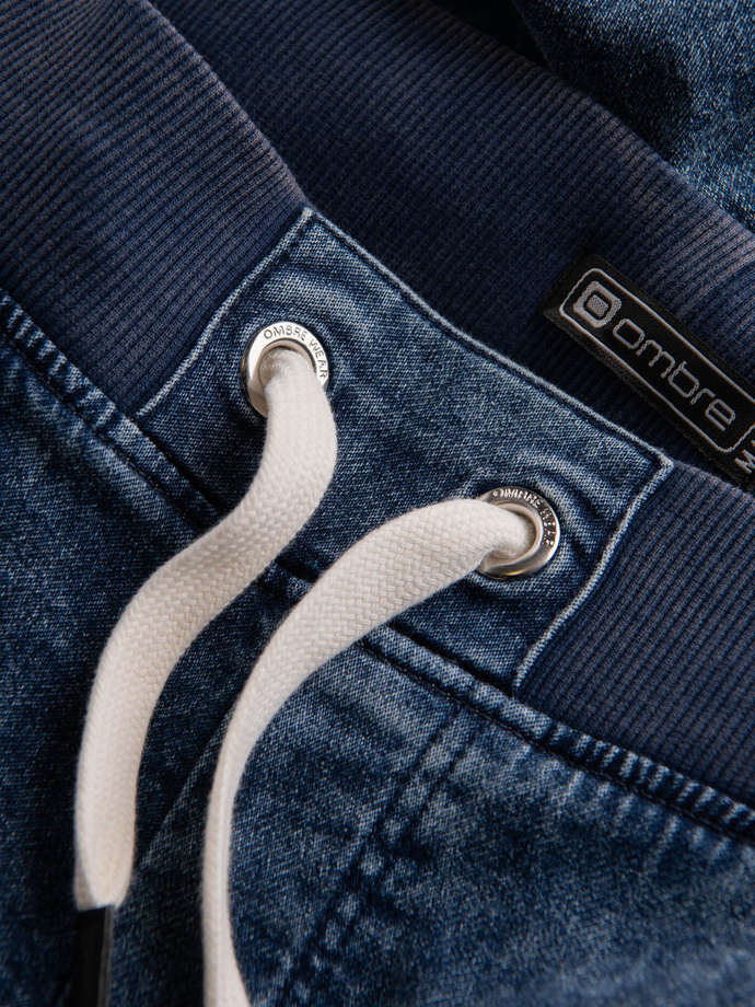Pantaloni JOGGERY marmorat pentru bărbați cu cusături - albastru V1 OM-PADJ-0108