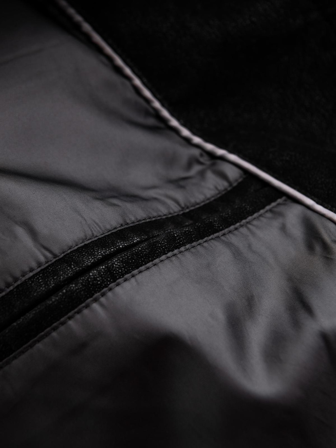 Men's retro-style biker jacket with stand-up collar - black V2 OM-JAFL-0197