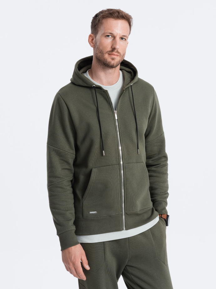 Set trening pentru bărbați bluză de trening cu fermoar + pantaloni - olive V2 Z63