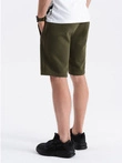 Pánské krátké šortky s kapsami - tmavě olivově zelené V16 OM-SRBS-0109
