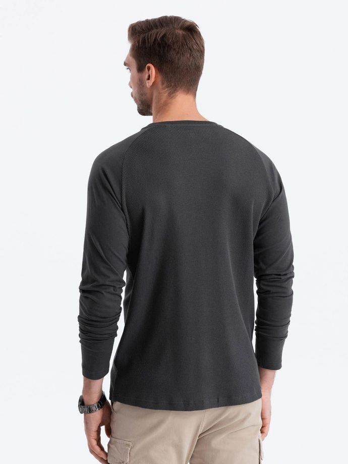 Men's longsleeve with "waffle" texture - graphite V5 OM-LSCL-0109