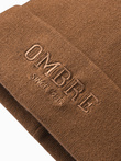 Men's knitted beanie with embroidered inscription - brown V4 OM-ACWH-0120