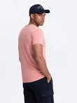 BASIC men's classic cotton tee-shirt with a v-neck - pink V7 OM-TSBS-0145