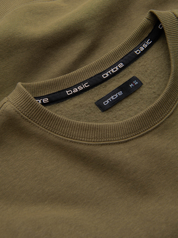 BASIC men's cotton non-stretch sweatshirt - olive V2 OM-SSBN-0159