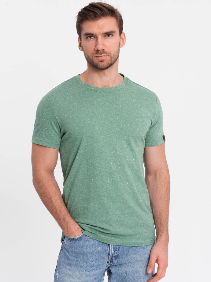 Tricou pentru bărbați cu efect decorativ confetti - verde V4 OM-TSCT-0178