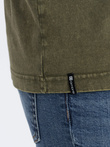 Pánske tričko s výstrihom henley - tmavo olivová V4 S1757