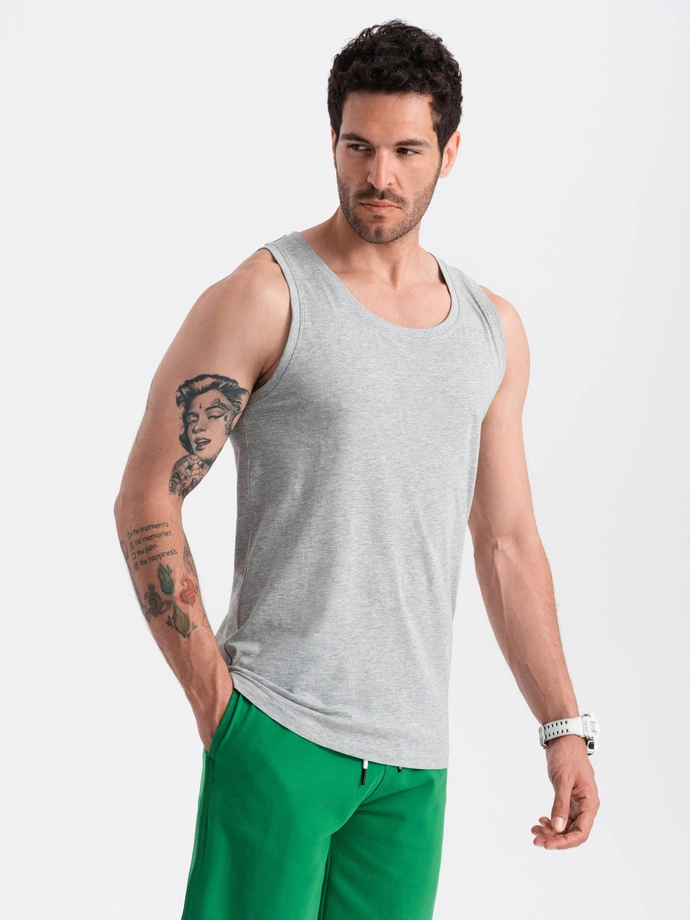 Tricou bărbătesc din bumbac BASIC - gri melange V2 OM-TSBT-0192