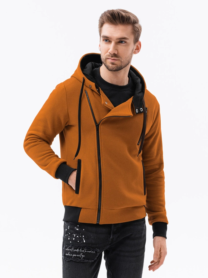 Men's zip-up hoodie - camel B297