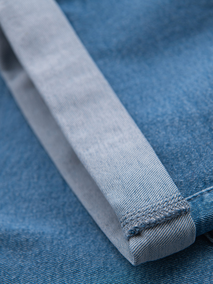 Men's denim shorts with rolled up leg - light blue V1 OM-SRDS-0161