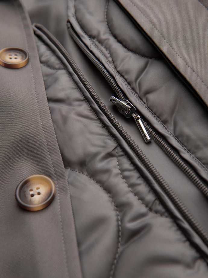 Palton minimalist pentru bărbați cu vestă detașabilă - cenușă V6 OM-COLC-0139