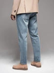 Pantaloni din denim CARROT FIT pentru bărbați cu barete decorative - albastru deschis V1 OM-PADP-0227