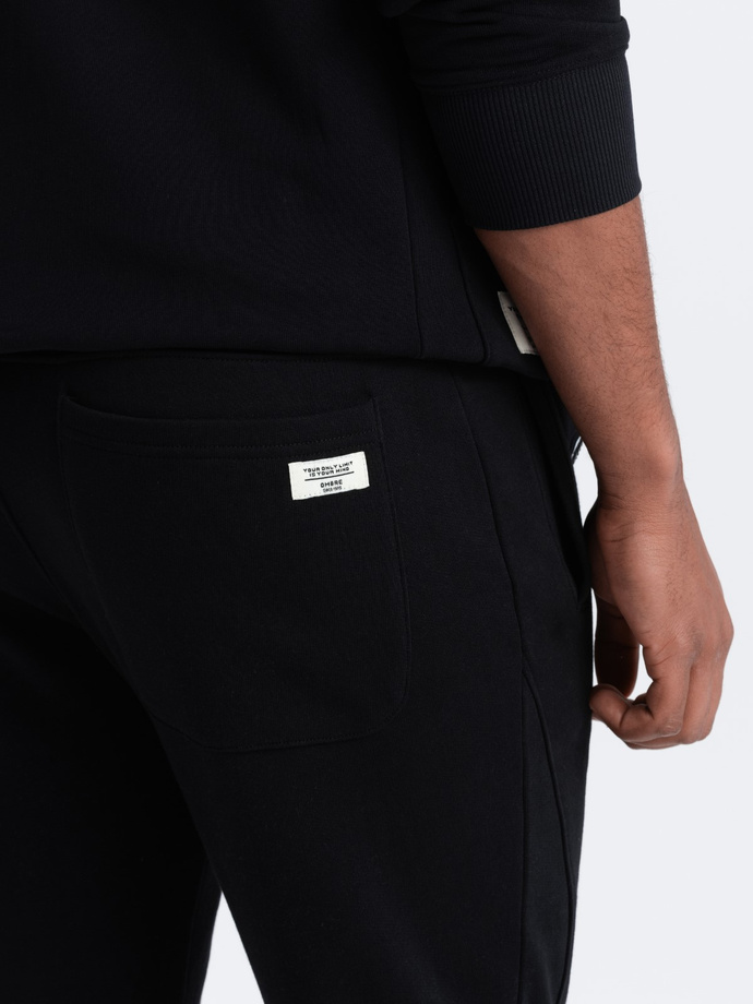 Men's sweatshirt set unbuttoned sweatshirt + jogger pants - black V5 Z82