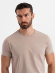 Klasické bavlnené pánske tričko BASIC - pieskové V11 OM-TSBS-0236