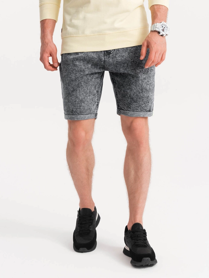 Men's denim marbled shorts - gray V3 OM-SRDS-0117