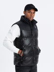 Men's quilted sleeveless glossy - black V1 OM-JAVJ-0113