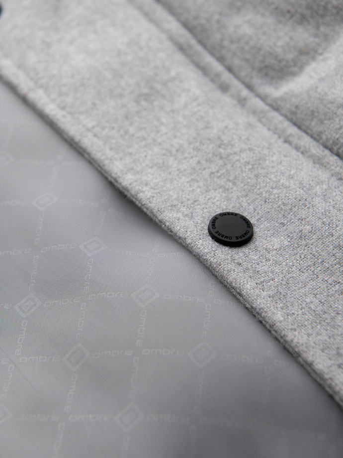 Men's lightweight jacket with mesh lining and hood - grey V3 OM-JAHP-0203