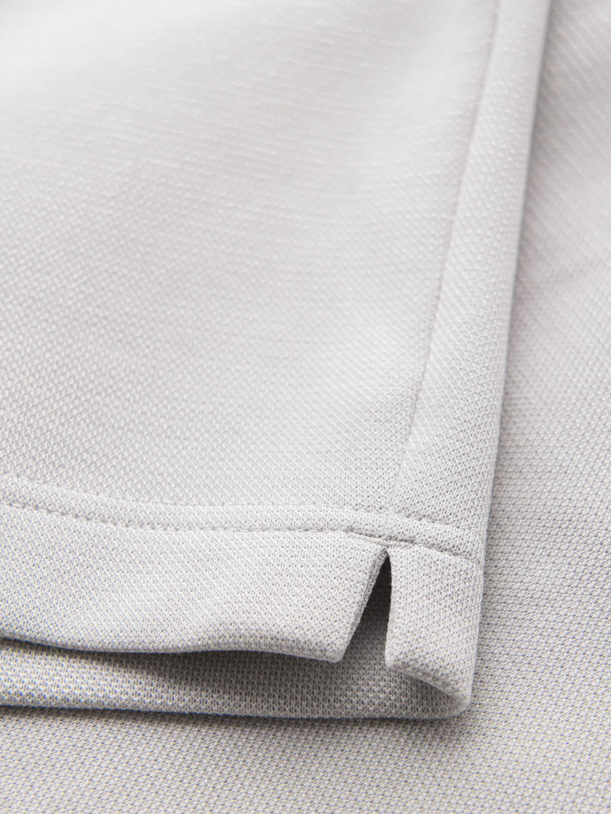 Pánske krátke šortky SLIM FIT z melanžového štruktúrovaného úpletu - svetlosivé V5 OM-SRCS-0166