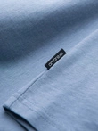 Tricou clasic din bumbac pentru bărbați BASIC cu guler în V - albastru V20 OM-TSBS-0145