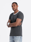 Men's t-shirt with raw finish - dark grey V7 OM-TSCT-22SS-004