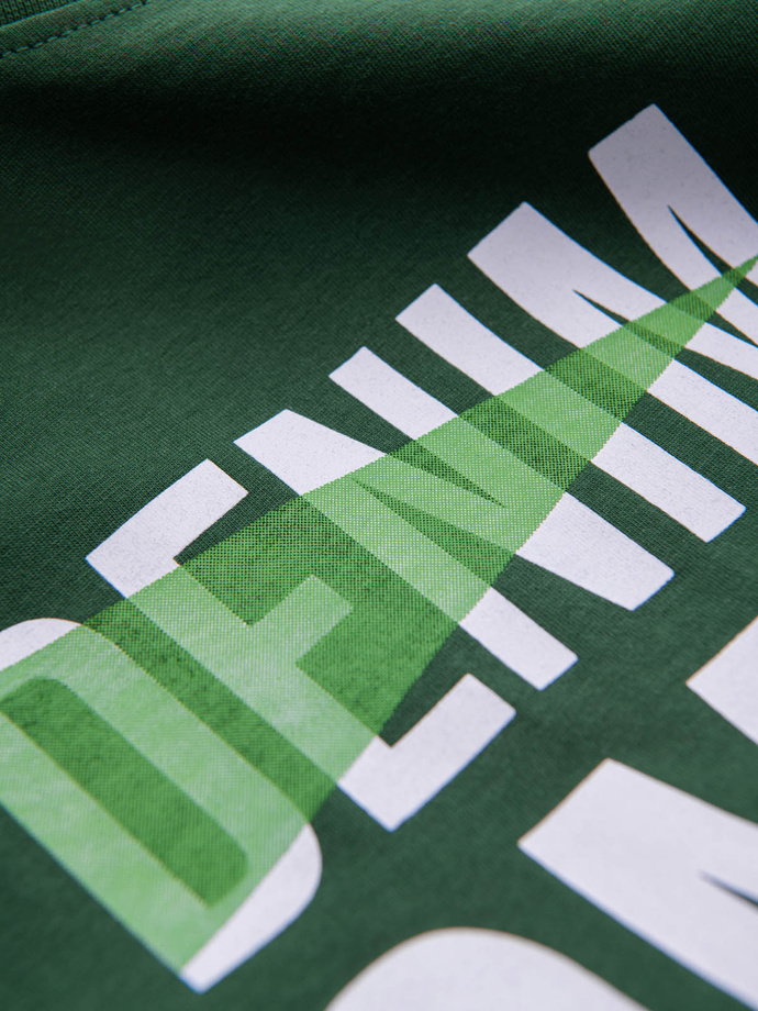 Men's cotton t-shirt with large inscription - green V1 OM-TSPT-0193