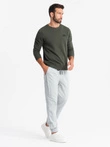 Men's knit joggers with pleats - light grey V3 OM-PAJO-0202
