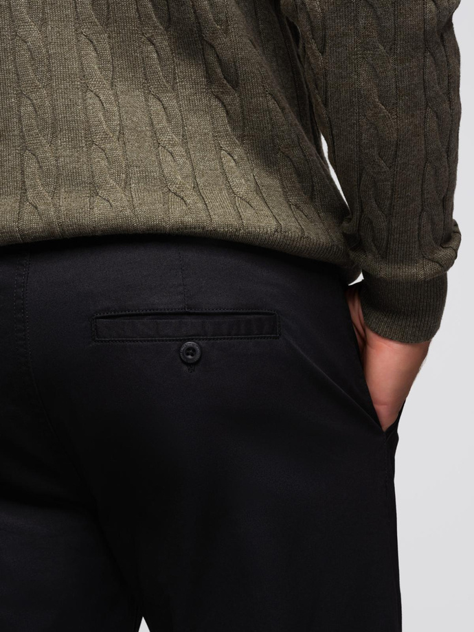 Pantaloni chino pentru bărbați cu talie decorativă - negru V1 OM-PACP-0118