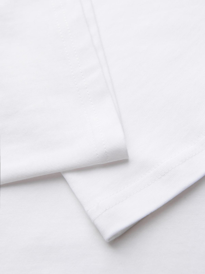 Pánske bavlnené tričko s aplikáciou šperkov na hrudi - off white V2 OM-TSCT-0290