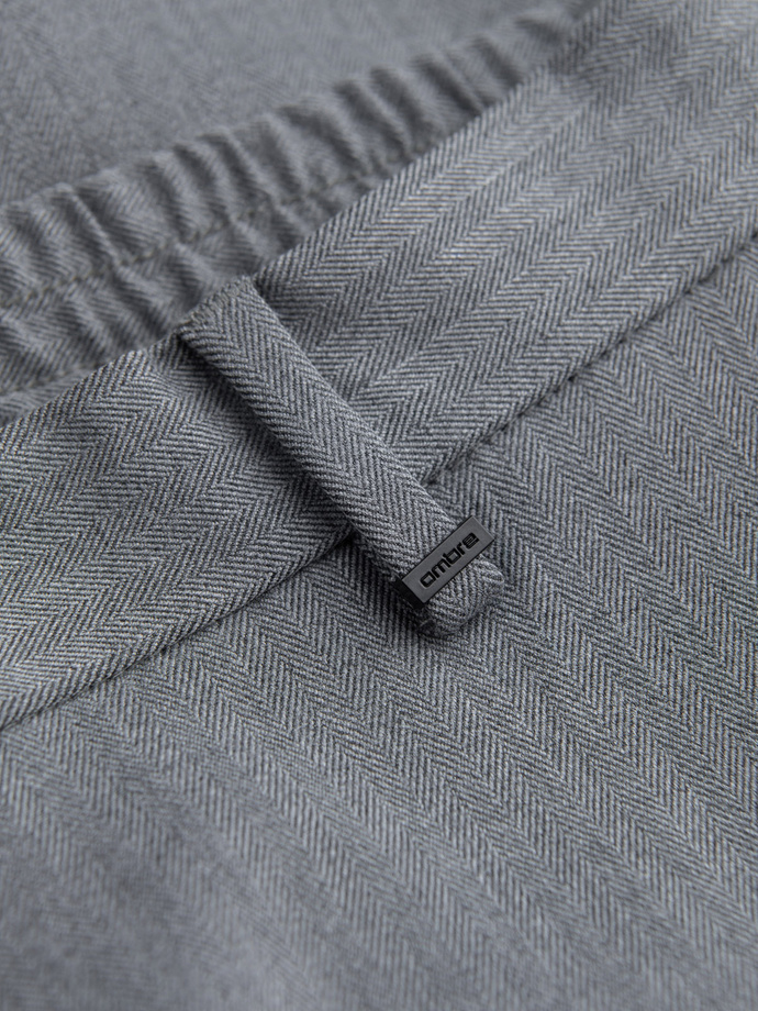 Vyriškos chino kelnės su elastine juosta SLIM FIT - pilkos V1 OM-PACP-0158