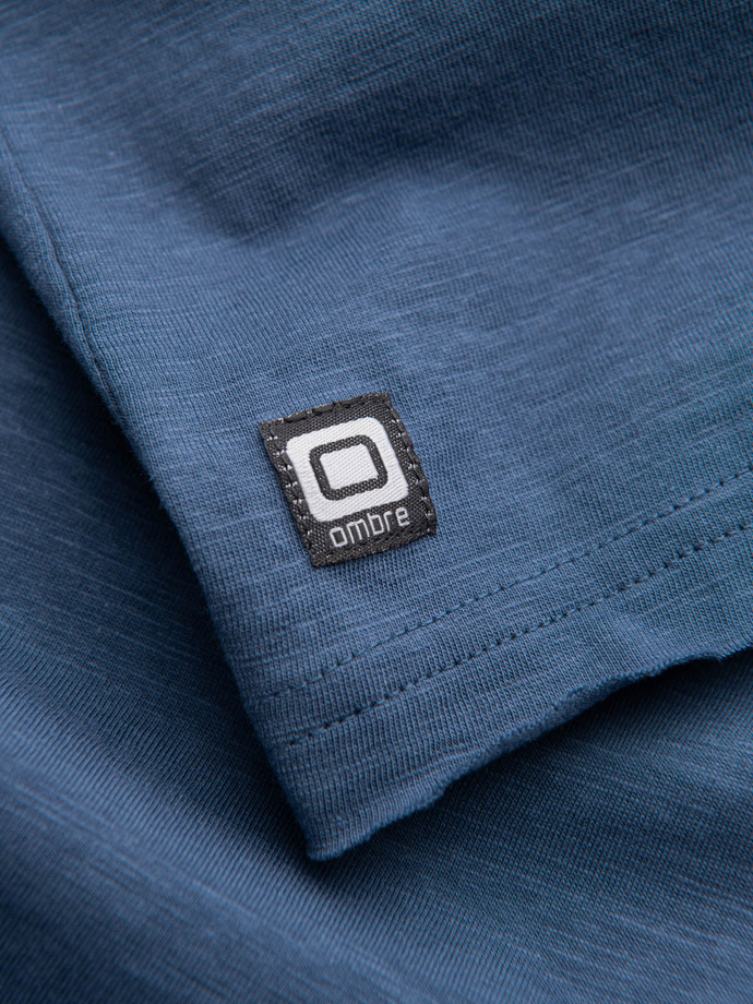 Vyriški marškinėliai su neapdorota apdaila - tamsiai mėlyni V3 OM-TSCT-22SS-004