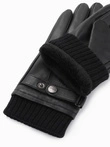 Men's leather gloves with touch function - black V1 OM-ACGL-0128