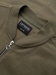 Bavlnená pánska mikina na zips bomber - khaki V1 OM-SSZP-0215