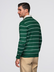 Men's casual sweater with horizontal stripes - green V4 OM-SWSW-0143