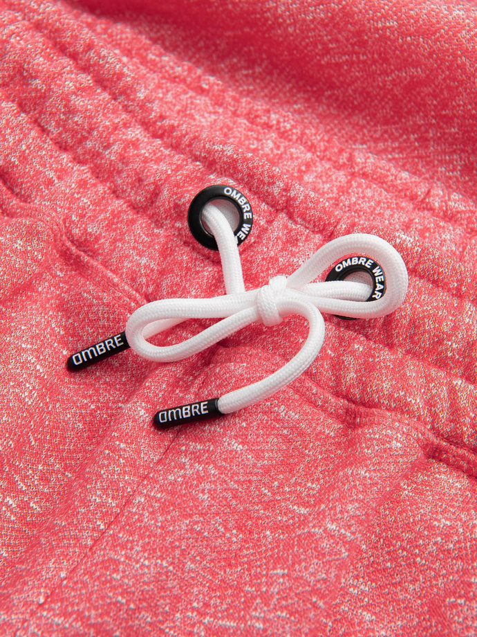 Vyriški LOOSE FIT melanžinio audinio šortai - šviesiai raudoni V7 OM-SRSK-0116