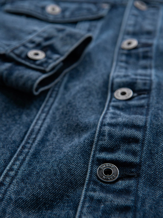 Jachetă bărbătească din denim katana cu washem - albastru V4 OM-JADJ-0219