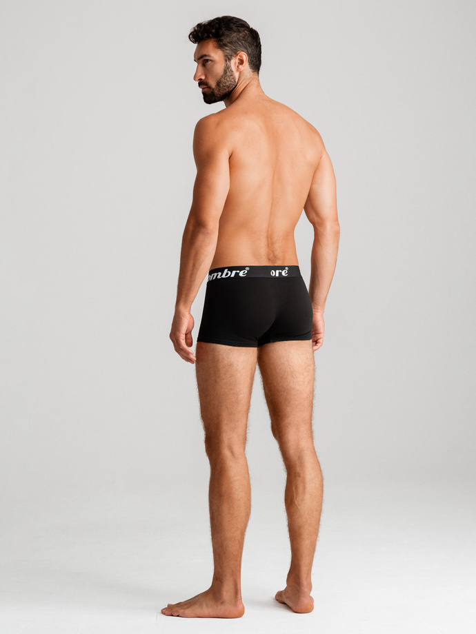 Men's cotton boxer shorts with contrasting elastic - 7-pack black V1 OM-UNBO-0100