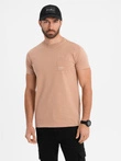 Tricou bărbătesc din bumbac cu buzunar - maro deschis V7 OM-TSPT-0154