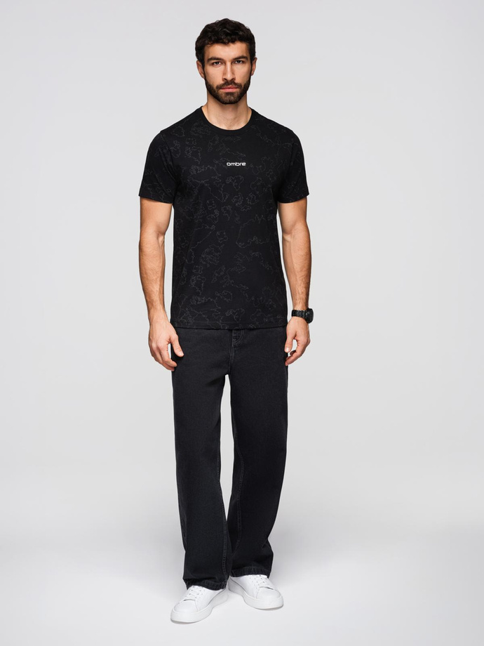 Tricou bărbătesc din bumbac cu logo dublu imprimat - alb V1 OM-TSPT-0211 