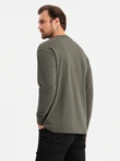 Men's cotton LOOSE FIT longsleeve with round neckline - gray-green V3 OM-LSBC-0129