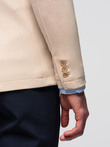 Men's SLIM knit jacket with subtle texture - beige V5 OM-BLZB-0101